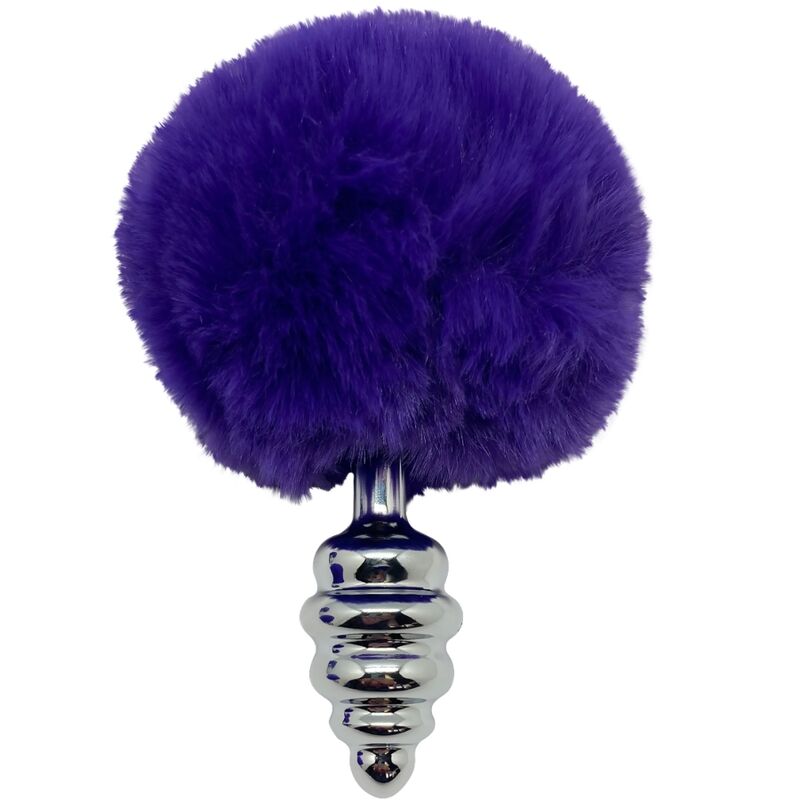 ALIVE - ANAL PLEASURE PLUG ESPIRAL METAL POMPON VIOLETA OSCURO TALLA M