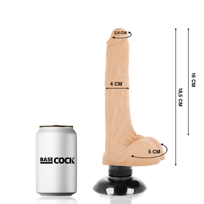 BASECOCK - VIBRADOR REALISTICO 2-1 NATURAL 18.5 CM -O- 4 CM