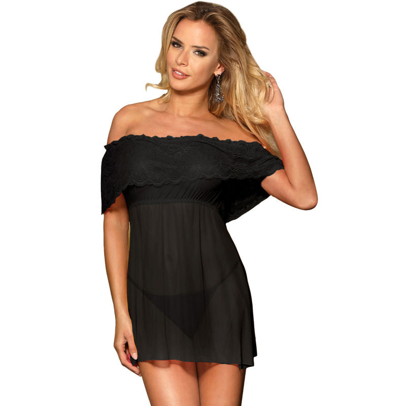 SUBBLIME - SET VESTIDO CORTO + TANGA NEGRO S/M